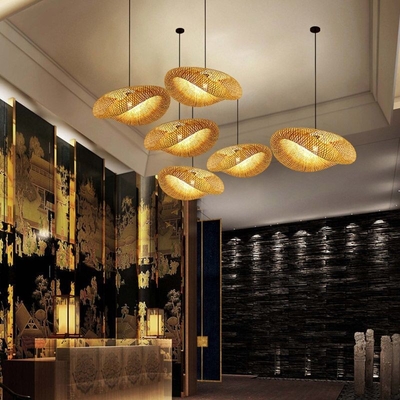 Southeast Asia Bamboo Woven Chandelier Tea House Furniture Creative Corridor Dining Room