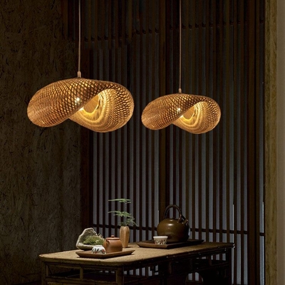 Southeast Asia Bamboo Woven Chandelier Tea House Furniture Creative Corridor Dining Room