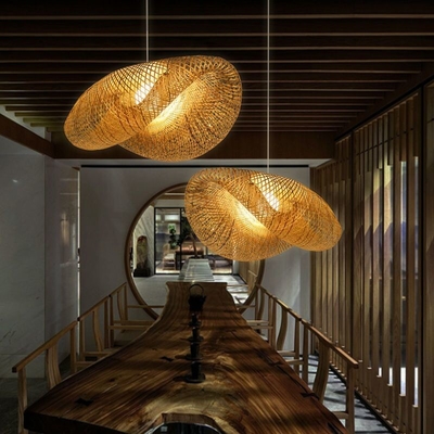 Southeast Asia Bamboo Woven Chandelier Tea House Furniture Creative Corridor Dining Room