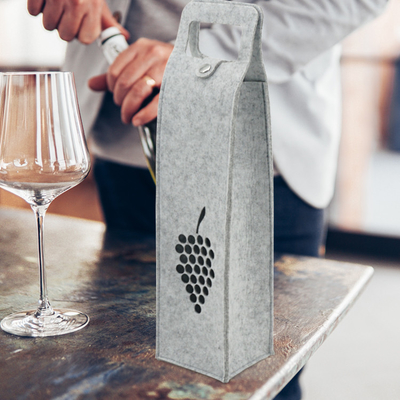 Custom Pattern Felt Wine Tote Bag Non Woven 750ml Wine Bottle Bag For Christmas Festival