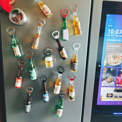 Multifunction Bottle Shape Beer Opener Custom Logo Wall Mount Beer Fridge Magnet Opener