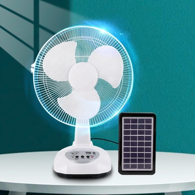 Hot Solar Desk Fan AC/DC 12-Inch Rechargeable Floor Fan Solar Power Panel Mobile Charging Lighting Desk Fan