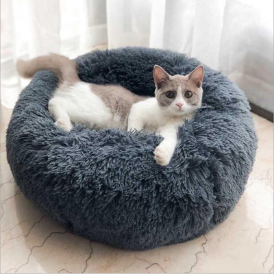 Custom Color Autumn Winter Thickened Plush Donut Pet Bed Cushion For Cat Rest