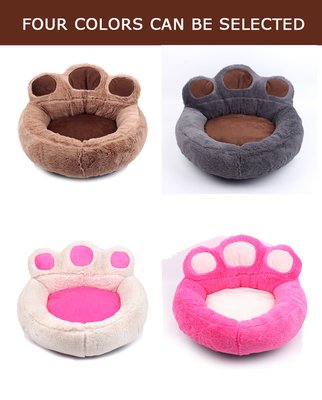 Plush Warm Soft Plush Bear Paw Shape Pink Grey Coffee Pet Bed Cushion Sofa